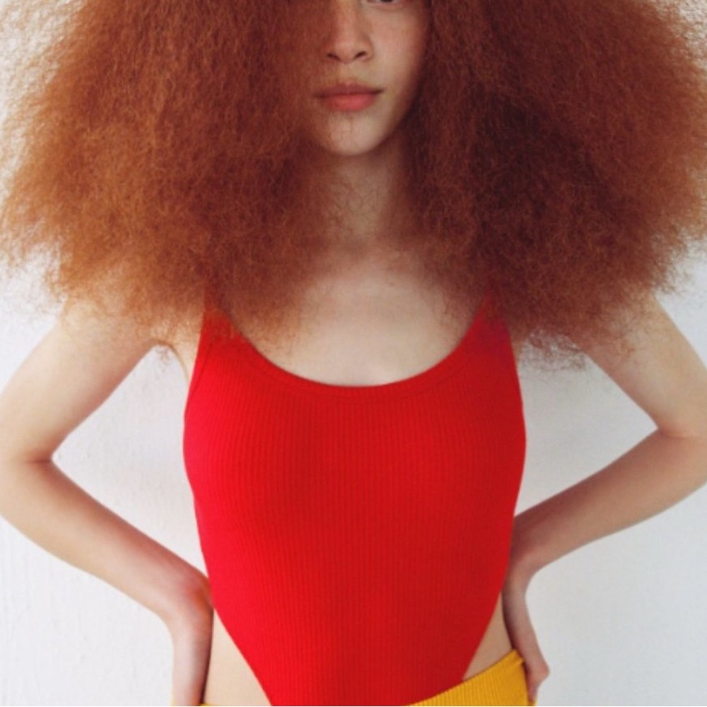 Zara Red Ribbed Bodysuit NWT